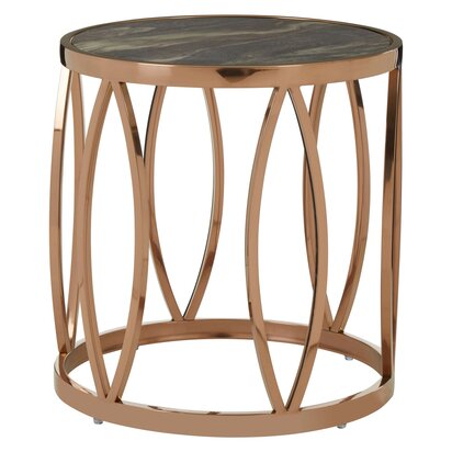 Renelnell Round Side Table With Leaf Base
