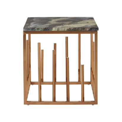 Renelnell Rose Gold Finish Square Side Table