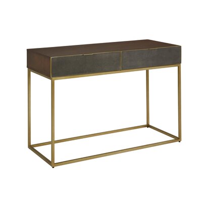 Leoermere Grey Shagreen Effect and Walnut Veneer Console Table with Drawers