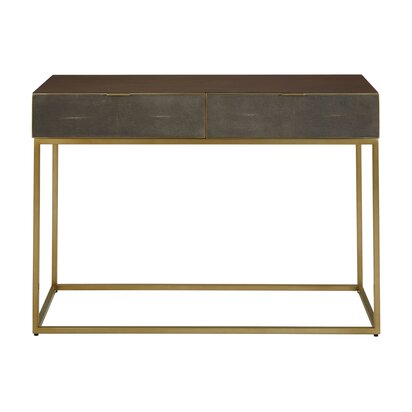 Leoermere Grey Shagreen Effect and Walnut Veneer Console Table with Drawers