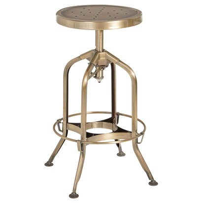 Wesenbury Brass Finish Adjustable Bar Stool