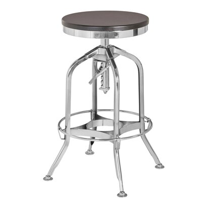 Wesenbury Chrome and Ash Wood Adjustable Bar Stool
