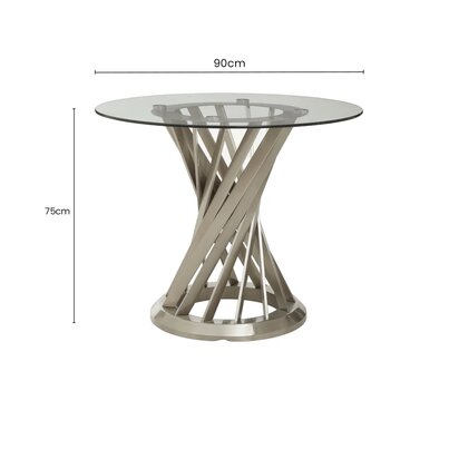 Freostead Round Glass Dining Table with Silver Hourglass Base