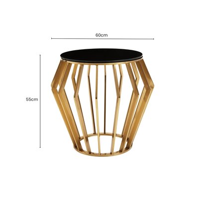 Elelley Gold Round Side Table with Black Glass