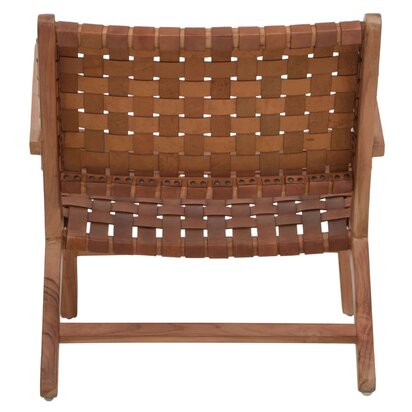 Penowod Lattice Design Brown Leather Armchair