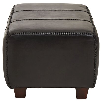 Penowod Black Leather Bench with Teak Wood Legs