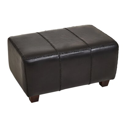 Penowod Black Leather Bench with Teak Wood Legs
