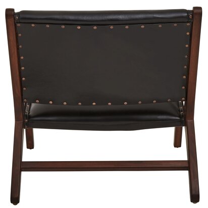 Penowod Genuine Black Leather Lounge Chair