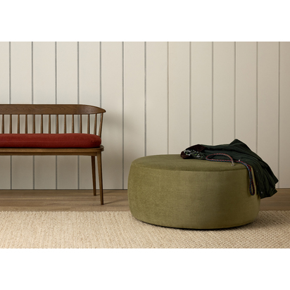 Loaf | Big Cheese | Round Footstools | Orange Chenille | Circular Design | Bobbing Buoy
