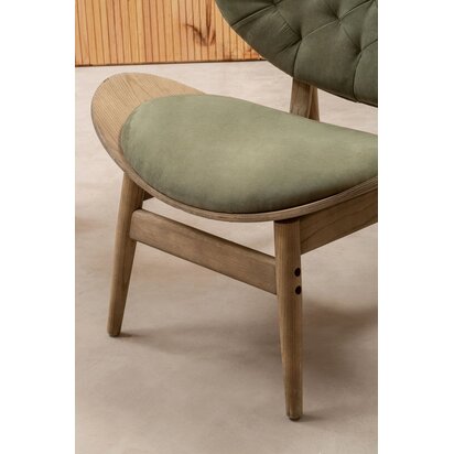 Penincombe Green Velvet Chair with Grey Elm Wood Frame