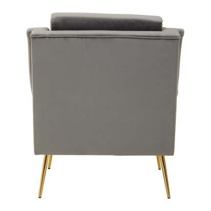 Delubourne Grey Velvet Armchair with Gold Legs