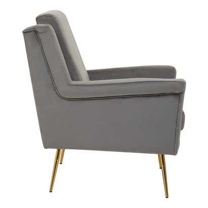 Delubourne Grey Velvet Armchair with Gold Legs