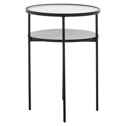 Glenoana Black Metal and Glass 2 Tier Side Table