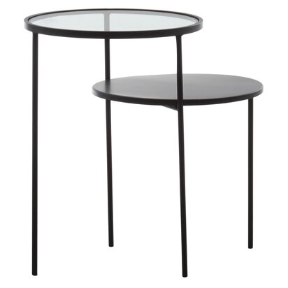 Glenoana Black Metal and Glass 2 Tier Side Table