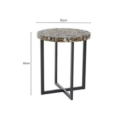 Selowvale Shell Inlay Round Side Table