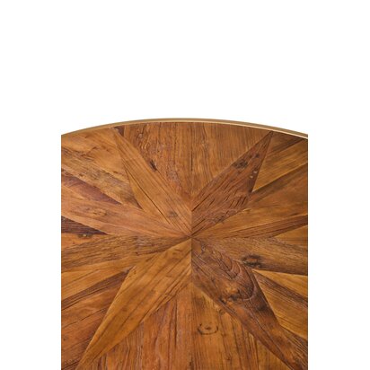 Cleimont Round Wooden Coffee Table with Gold Frame