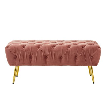 Floinridge Dusty Pink Velvet Bench with Gold Legs