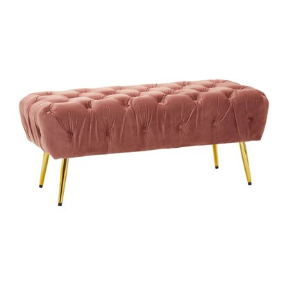 Floinridge Dusty Pink Velvet Bench with Gold Legs