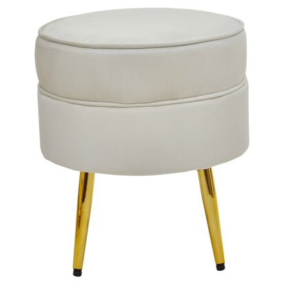 Floinridge Round Cream Velvet Gold Leg Footstool