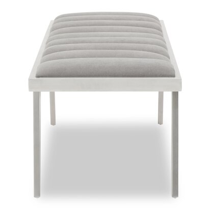 Soleria Grey Velvet Bench with Brused Silver Frame