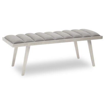 Soleria Grey Velvet Bench with Brused Silver Frame
