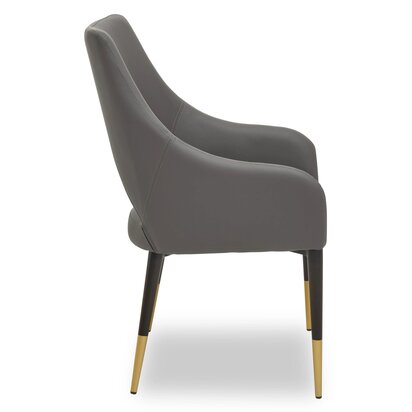 Soleria Grey Leather Effect Dining Chair with Gold Tip Legs