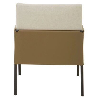 Soleria White Fabric and Brown Faux Leather Dining Chair