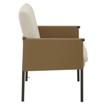 Soleria White Fabric and Brown Faux Leather Dining Chair