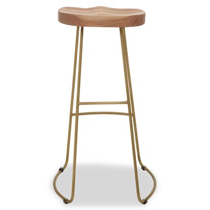 Deliselle Acacia Wood and Antique Brass Bar Stool