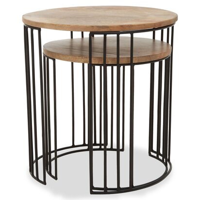 Deliselle Set Of 2 Mango Wood Side Tables