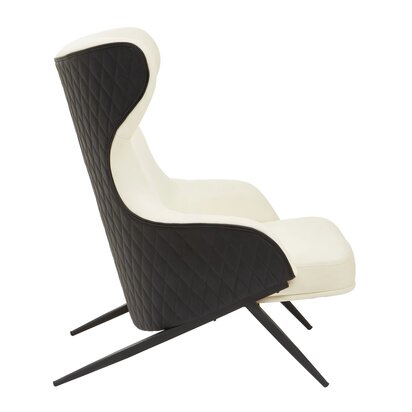 Corowbury Ivory Fabric and Black Leather Effect Armchair