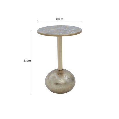 Keninham Mosaic Top Gold Finish Side Table