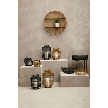 Oriora Gold Wire Round Wall Shelf