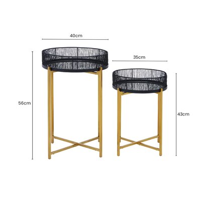Oriora Set Of Two Black Wire And Gold Frame Side Tables
