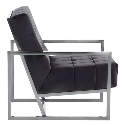 Linebourne Black Velvet Chair with Stainless Steel Frame