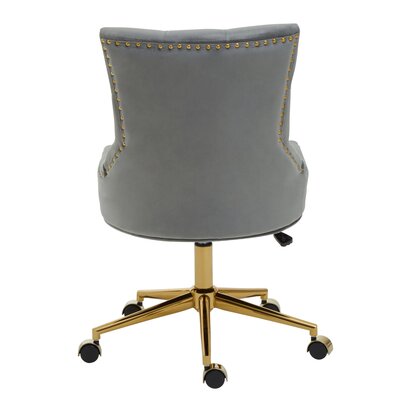 Talecott Grey Velvet and Gold Base Home Office Chair