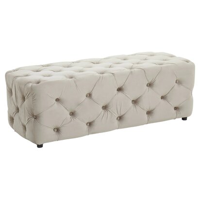 Evenelle Mink Velvet Button Tufted Bench