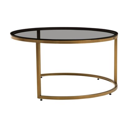 Delenvia Set of 2 Gold and Black Round Nesting Coffee Tables