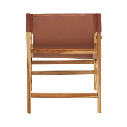 Piarbury Light Brown Leather And Teak Wood Chair