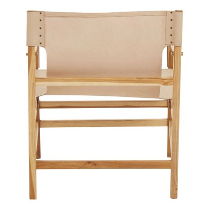Piarbury Cream Leather and Teak Wood Chair