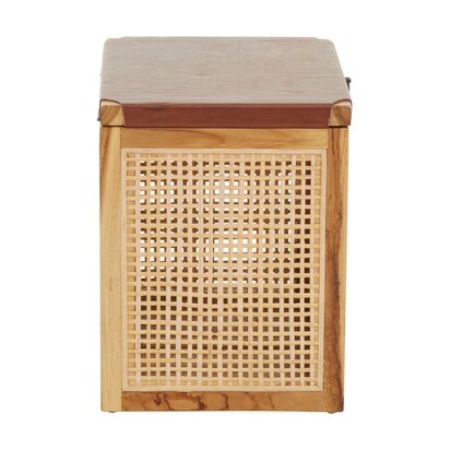 Piarbury Rattan and Leather Storage Box Side Table