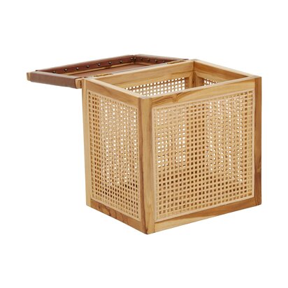 Piarbury Rattan and Leather Storage Box Side Table