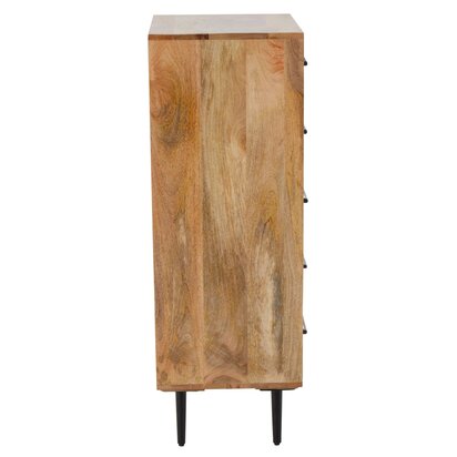 Boho Mango Wood Chest of Five Drawers