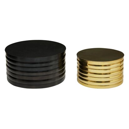 Wileynell Set Of Two Black and Brass Finish Metal Coffee Tables
