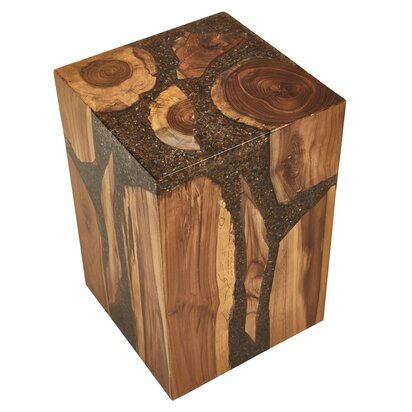 Norowridge Resin and Teak Wood Side Table and Stool