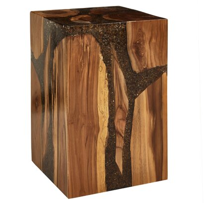 Norowridge Resin and Teak Wood Side Table and Stool