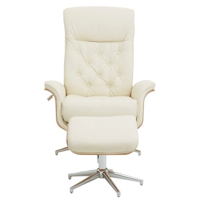Siaishurst Ivory Leather Effect Recliner And Footstool