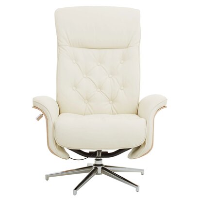 Siaishurst Ivory Leather Effect Recliner And Footstool