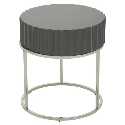Dareywod Grey Gloss Finish Round Side Table