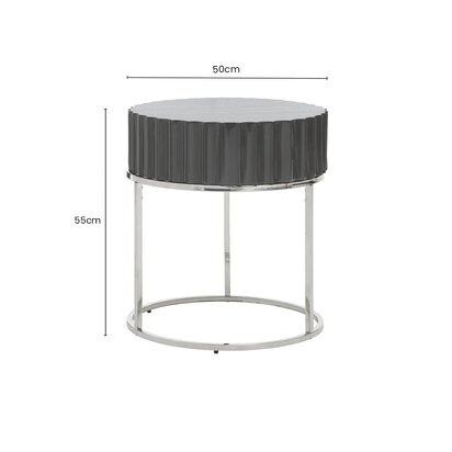 Dareywod Grey Gloss Finish Round Side Table